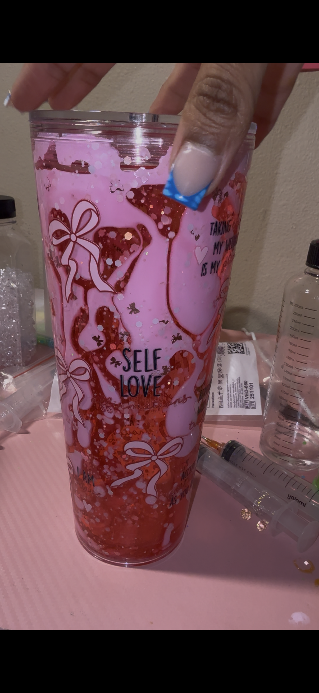 24oz “Self Love” Dual Lava Snowglobe Tumbler