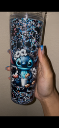 18oz “Cow & Cookie Stitch” Glitter Snowglobe Tumbler