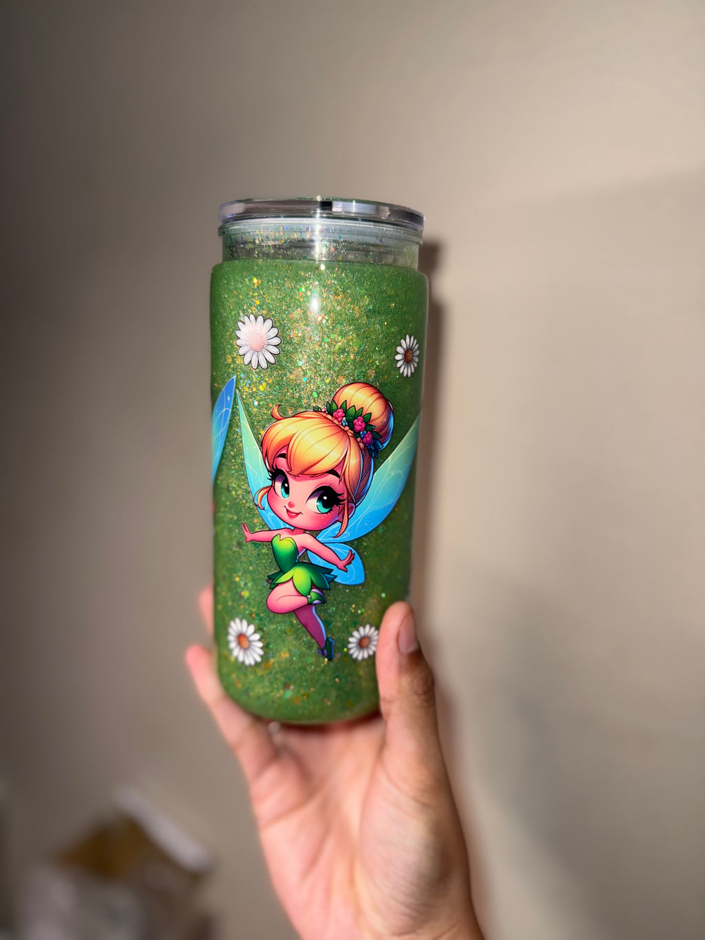 20oz Acrylic "Tinkerbell" Glitter Snowglobe Tumbler