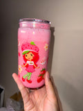 16oz Acrylic "Srawberry Shortcake" Strawberry Milk Snowglobe Tumbler