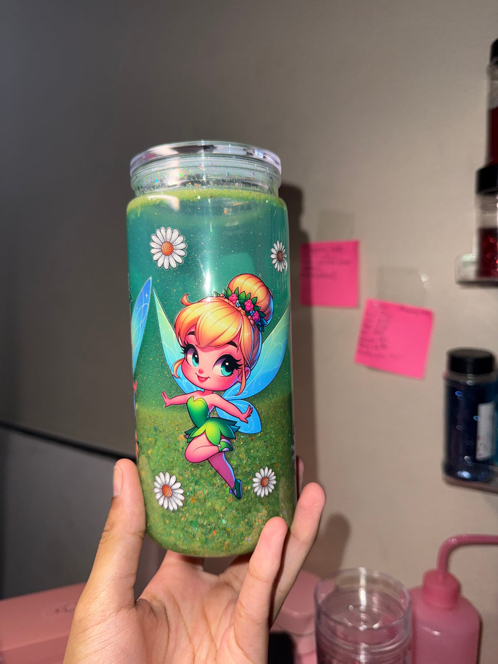 20oz Acrylic "Tinkerbell" Glitter Snowglobe Tumbler